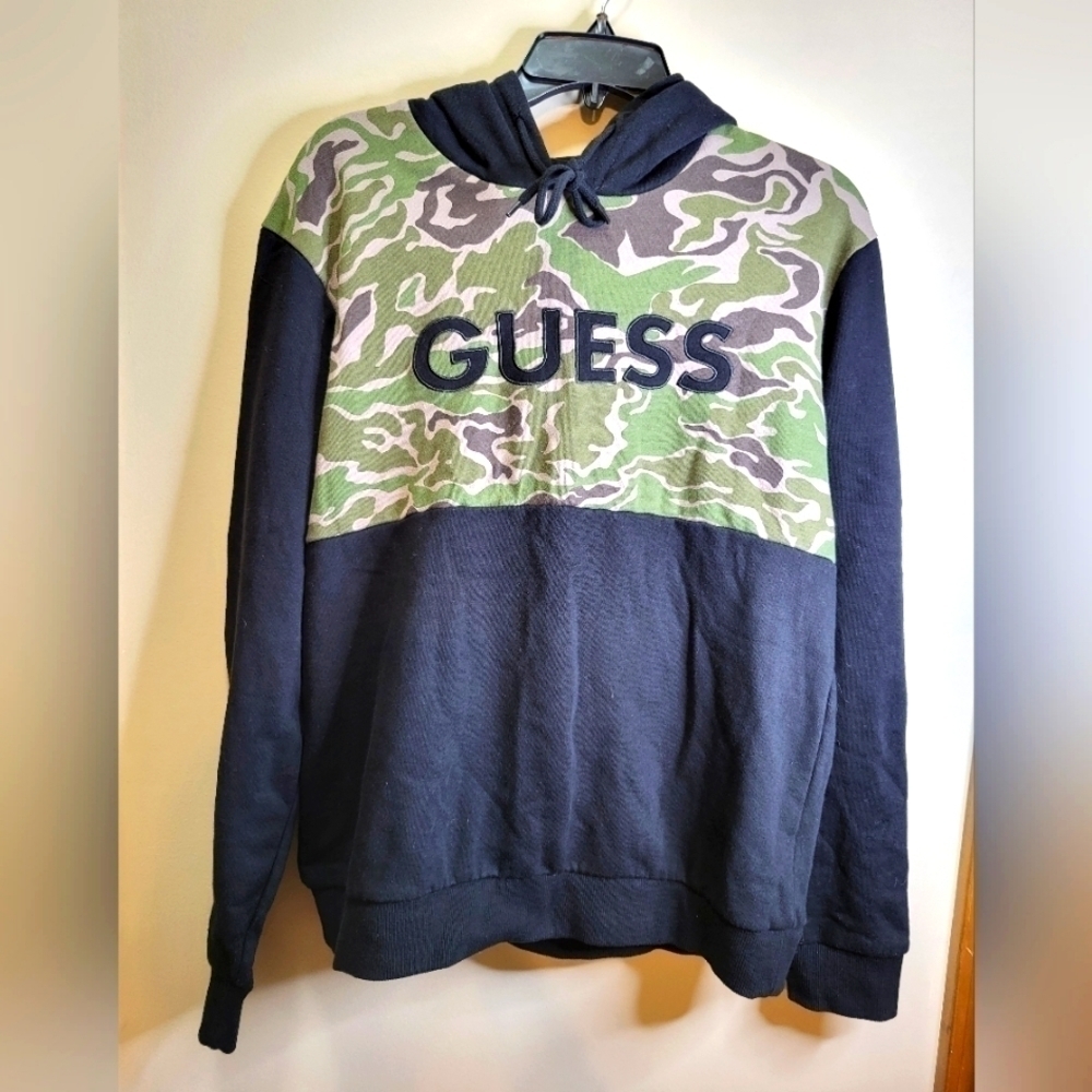 Guess Med Camo and black hoodie